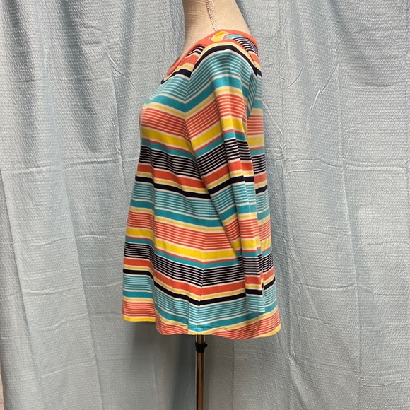 Westbound size 1X Colorful Striped Blouse 3/4 sleeves stretch comfy casual comfy - Picture 2 of 5